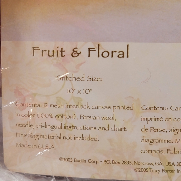 Bucilla Tracy Porter 2005 Needle Point Fruit & Floral Black Kit 4902 Retired - Picture 6 of 12